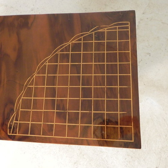 Image 1 of Art Deco style console table with different types of inlaid wood