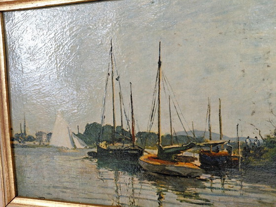 Bateaux De Plaisance, Claude Monet - Vintage Reproduction 1950s – Paintings & Drawings, Canvas (photo 9 of 14)