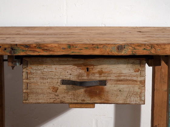 Tavolo da lavoro antico (c.1920) #15, Scrivanie, Legno, Pelle, Marrone, Rustic (foto 43 di 45)