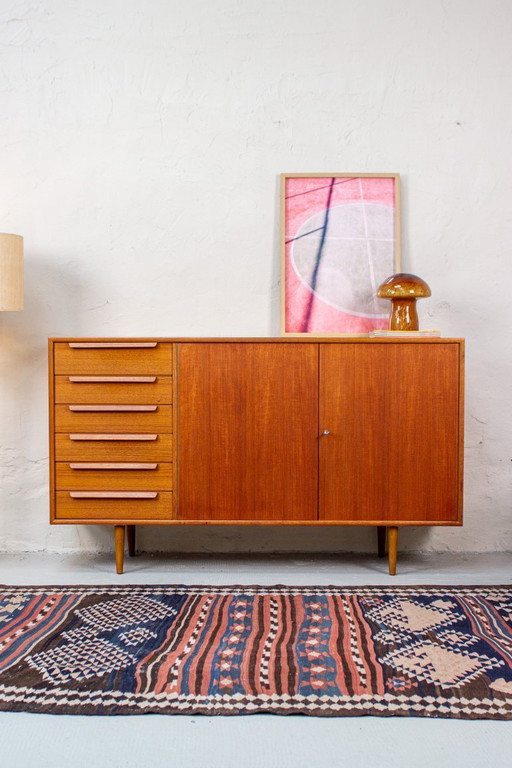 Vintage teak sideboard highboard chest of drawers 60s Danish