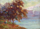 Oskar Bergmans Painting Sunset through the Pines, 1906
