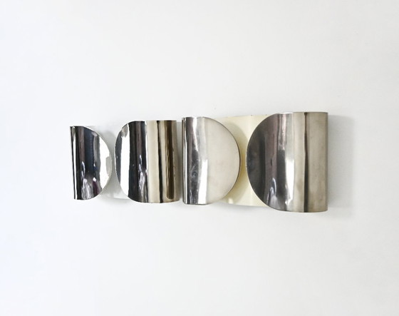 Image 1 of Applique Foglio in metallo cromato di Tobia & Afra Scarpa per Flos, anni '60, set di 2