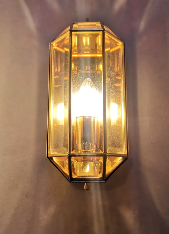 Image 1 of Hollywood Regency Mid-century wall lamps by W. Müller Munich, 1970s brass and gold