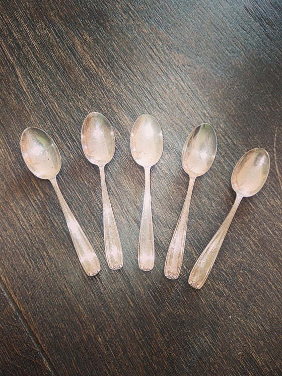 Image 1 of 5 cuillères à thé en argent des années 1960