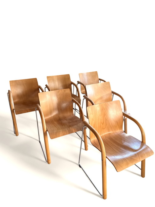 6x Chaise Thonet S320 - Ulrich Böhme, Wulf Schneider - Contreplaqué