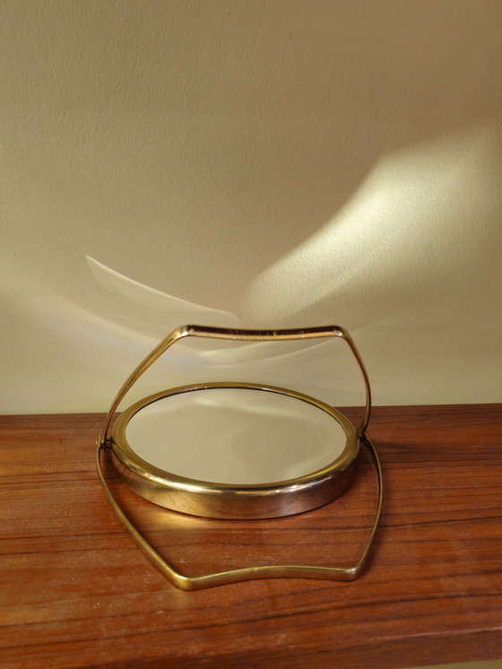 Image 1 of Vintage Messing Make-up Spiegel Kaptafel Makeup