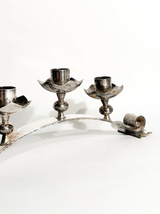 Dreifach versilberter Metallkandelaber, italienische Fertigung, 1950er Jahre – Dekorative Objekte (photo 5 of 14)