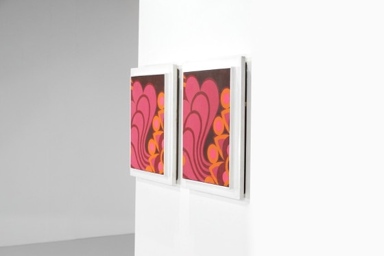 Pair of Pop Art Art Prints, pink and orange, Paper, Wood (photo 4 of 15)