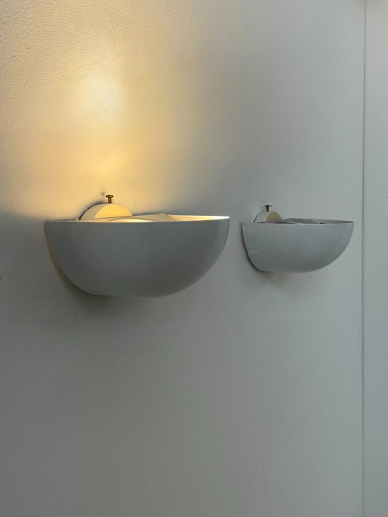 Image 1 of Pair of vintage wall lights in matte white lacquered metal, Italy, 1980