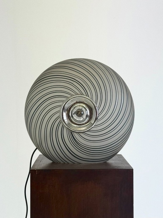 Image 1 of Italian vintage glass table lamp in shades of gray with swirl pattern