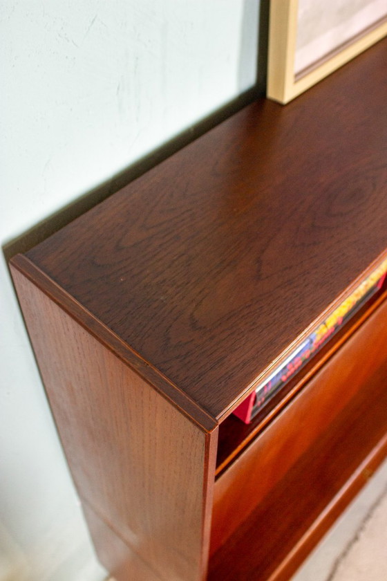 Image 1 of Vintage teakhouten secretaire, hoge kast, dressoir, dressoir, midden 20e eeuw