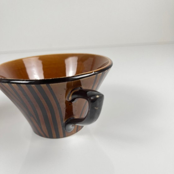 Image 1 of "Domino" coffee/tea cup duo, Sarreguemines, 1960