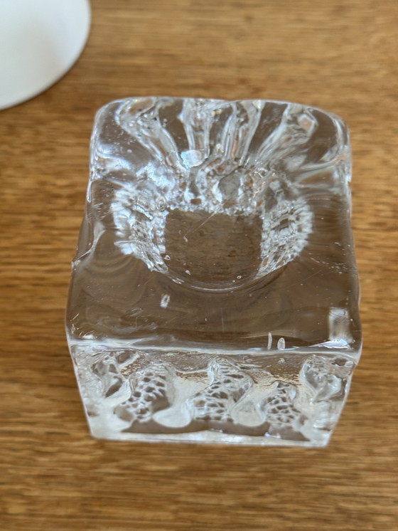 Image 1 of Vintage brutalistische glazen kandelaar Kurt Wokan voor Ingrid Glas jaren 60.