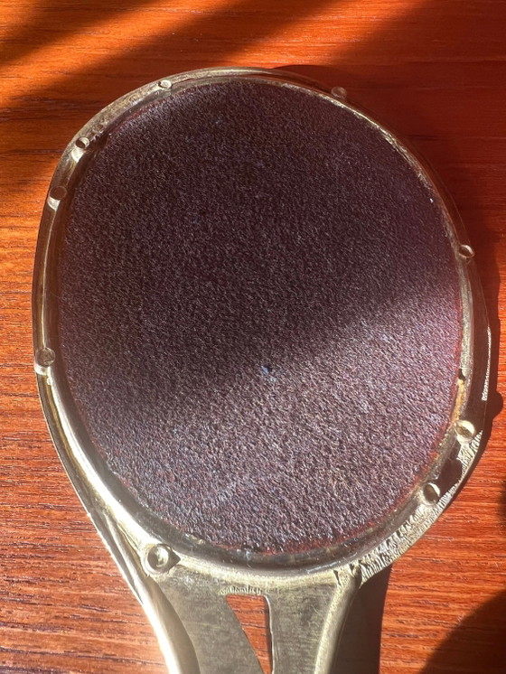 Originele Art Nouveau Messing Handspiegel circa 1915 – Velvet, Brass (photo 6 of 6)