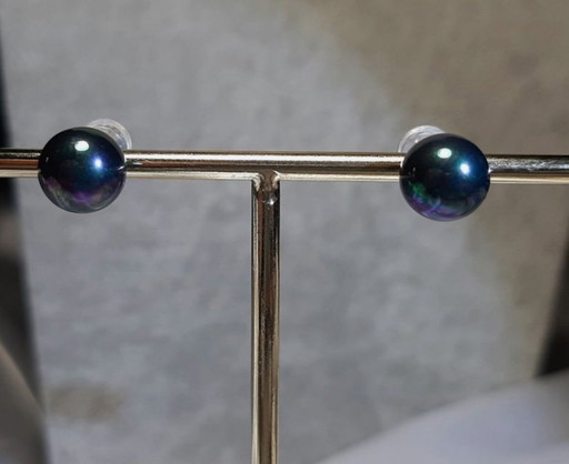 Ohrringe aus 925er Sterlingsilber mit vergoldeter schwarzer Perlmuschel – cadeaus (photo 2 of 5)
