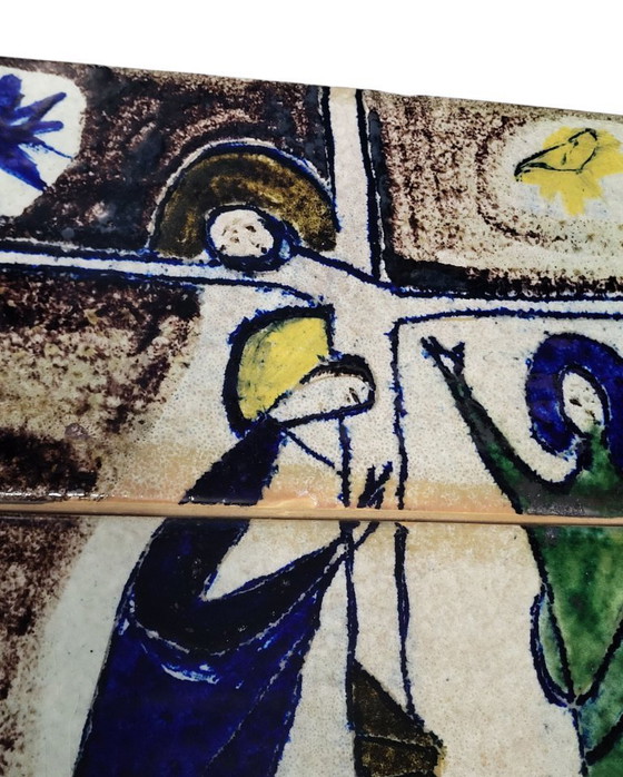 Image 1 of 3 piastrelle artistiche in ceramica 1960