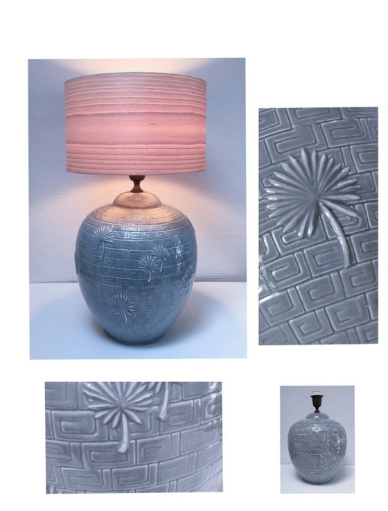 Image 1 of Lampada in ceramica XL con decoro a foglia di palma