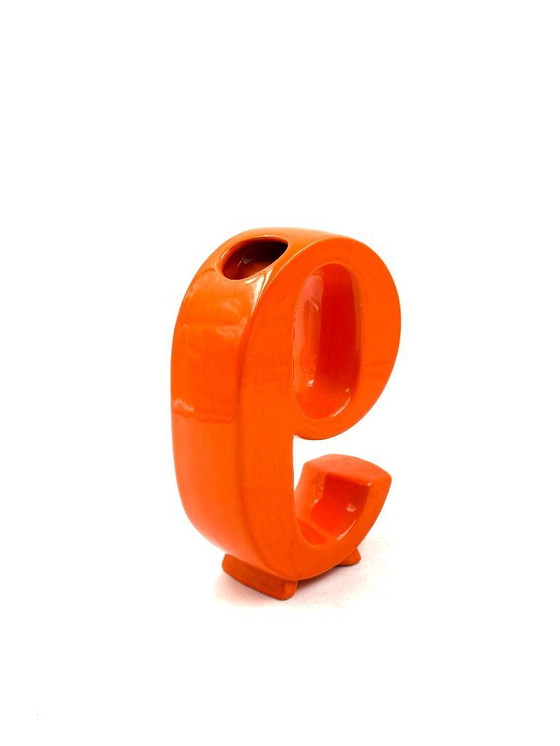 Image 1 of Vaso solifleur in ceramica a forma di numero 9 dell'era spaziale, Marcel Radureau 1970 ca.