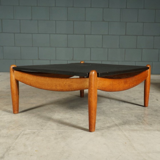 Vintage Oak Coffee Table – Carl Straub – 1960s – Wood, Ceramic (photo 11 of 11)