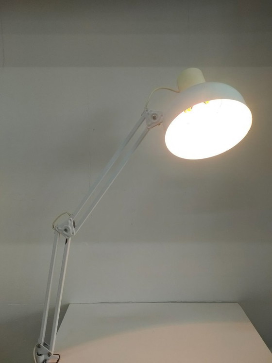 Image 1 of Scissor lamp Desk lamp Lival P12 white Finland 1970s