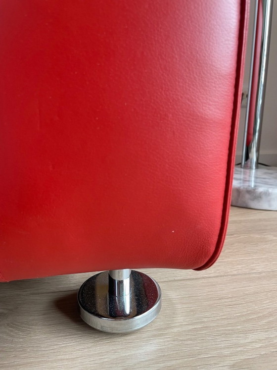 Image 1 of Design rode leren bank GELDERLAND 4800 designer Henk Vos
