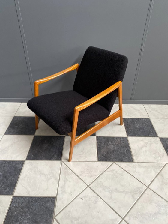 Image 1 of Stuhl aus schwarzem Bouclé-Stoff, 1970er Jahre