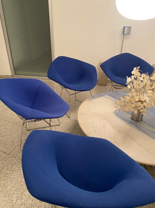 Harry Bertoia 5 Chaises Diamant Bleu