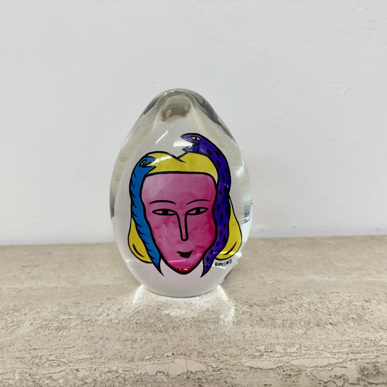 Image 1 of Ulrica Hydman Vallien für Kosta Boda handbemalter Briefbeschwerer