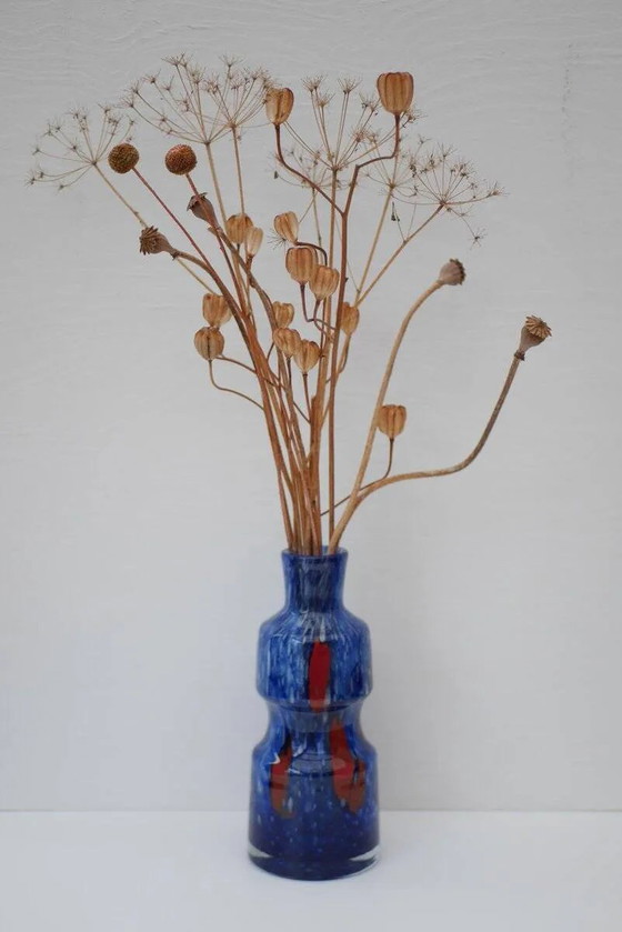 Image 1 of Blue glass art vase from Prachen Glass Works