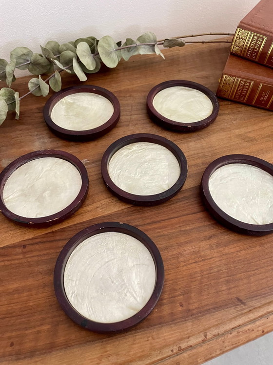 Vintage wooden and mother-of-pearl coasters – Table accessories (photo 4 of 4)