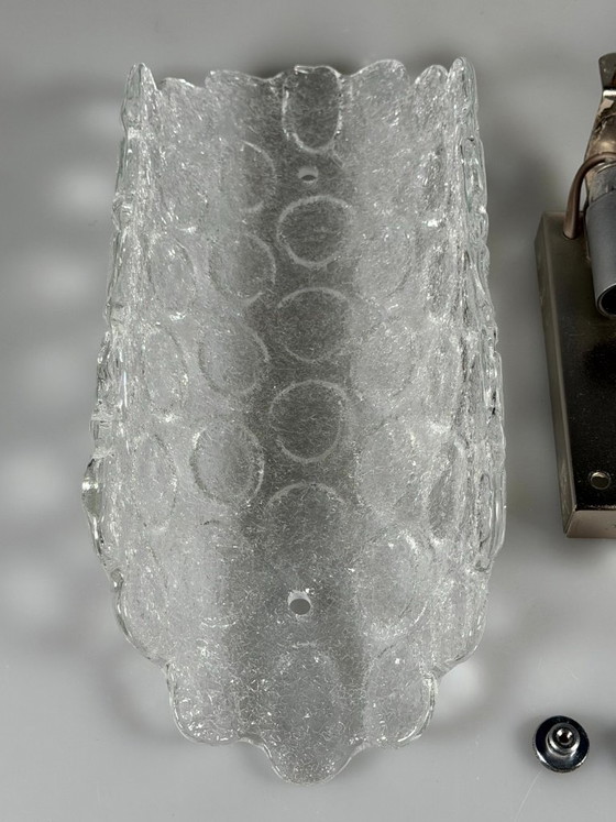 Jaren 60/70 wandlamp Fischer Leuchten Duitsland Wandkandelaar IJsglas Design – Wandlampen, Metal (photo 13 of 16)