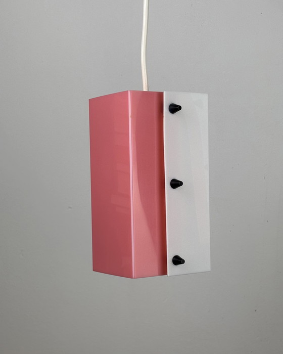Image 1 of Space Age Pendant lamp, Acrylic, 1960s, Mid Century, Vintage Lamp, Pink-White, Germany, 50s, Pop Art, Minimalism, Industrial