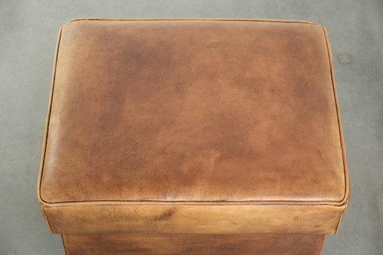 Characterful Cowhide Leather Stool With a Beautiful Patina Finished With Decorative Nails (photo 7 of 10)