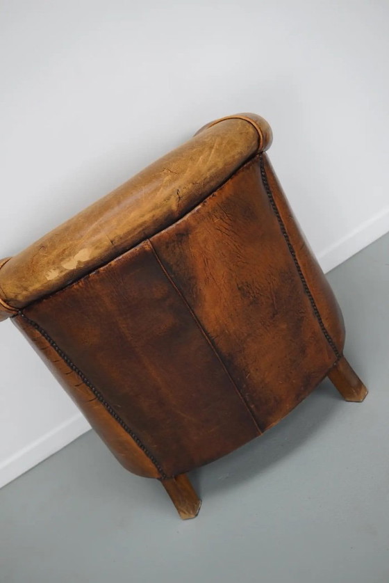 Image 1 of Vintage Nederlandse cognackleurige leren clubfauteuil