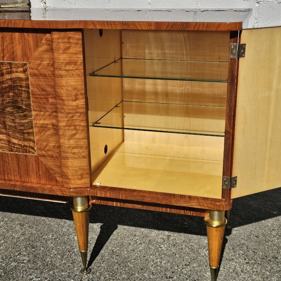 Image 1 of Frans dressoir uit het midden van de 20e eeuw - Luxe buffetkast van wortelhout - jaren 60