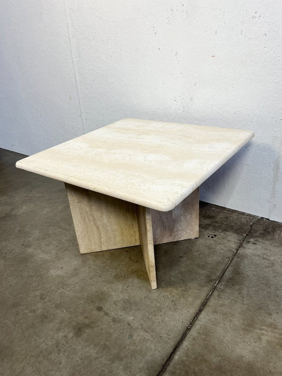 Image 1 of Tavolino da caffè vintage in travertino, quadrato, Italia anni '70