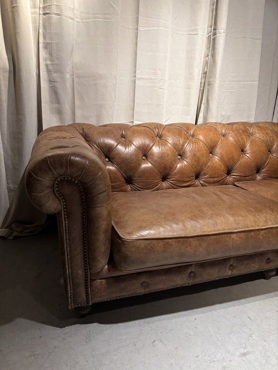 Image 1 of Divano Chesterfield 3 posti + poltrona xxl marrone cognac