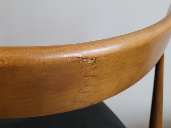 Image 1 of SET VAN 4 VINTAGE SCANDINAVISCHE STOELEN JAREN 60 BEUKEN ZWART SKAI 60S 1960S 60s