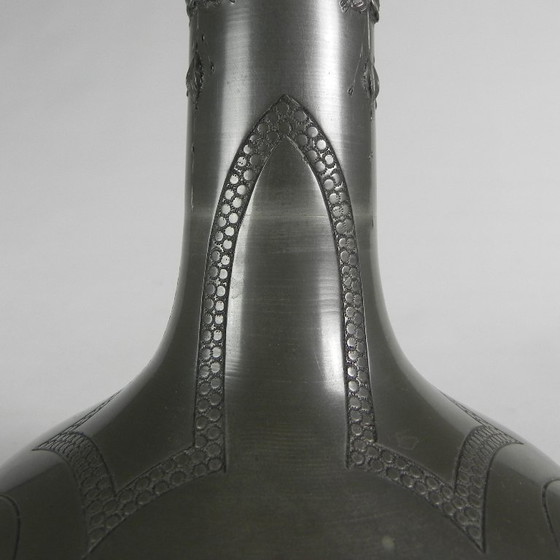 Image 1 of Pewter Art Nouveau vase signed Pechez, early 20th century