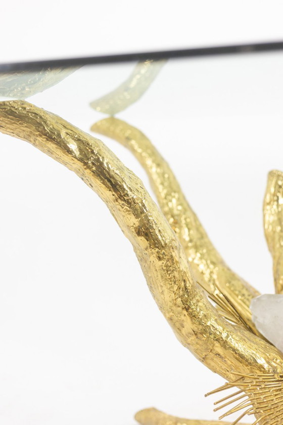Image 1 of Pierre Duval Brasseur. Gilt brass dining table. Circa 1970.
