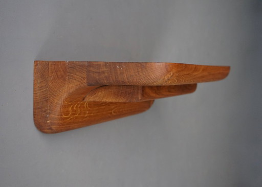 Petite étagère murale brutaliste en chêne, années 1950