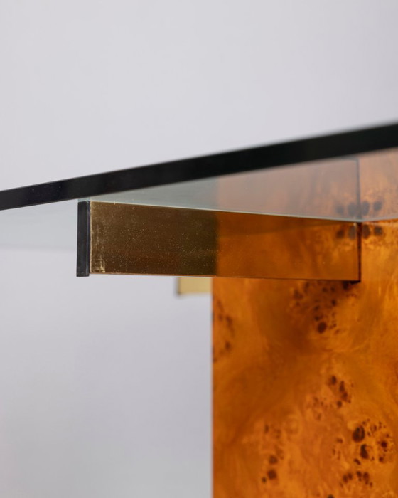 Tavolino vintage in radica e vetro, design italiano anni '70 – Tavolini, Legno (photo 8 of 10)