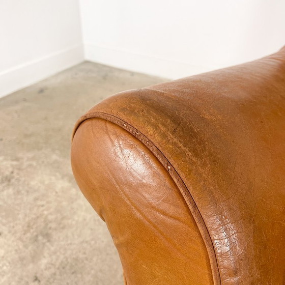Fauteuils en cuir, marron, Bois, Vintage (photo 8 sur 13)