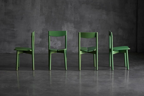 Image 1 of Groene eetkamerstoelen van Pierre Gautier Delaye, Frankrijk, 1965