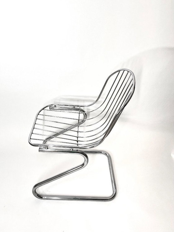 Image 1 of 1/2 sedie da pranzo vintage in metallo con cuscini in velluto marrone, Italia, 1970