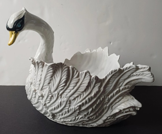 Image 1 of Majolica swan Bassano