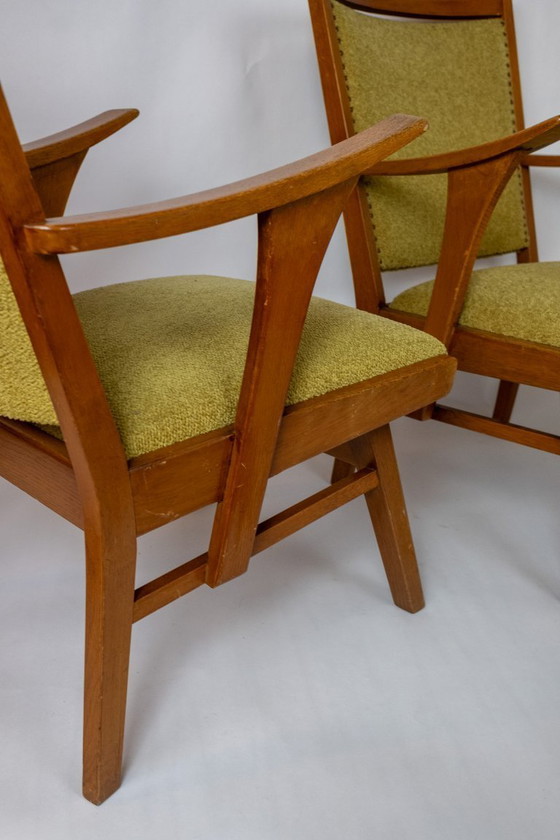 Image 1 of Ensemble de 2 fauteuils des années 1950 avec revêtement vert
