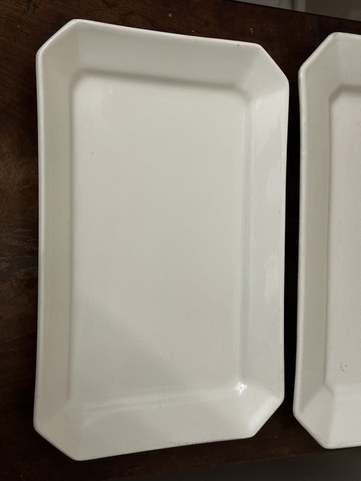 2 Vintage Rectangular Plates Pillivuyt Porcelain