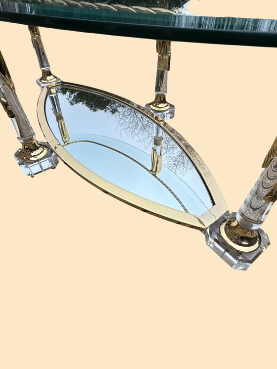 Image 1 of Tavolino da caffè Hollywood Regency | Italiano, dorato e a specchio | ca. 1975)