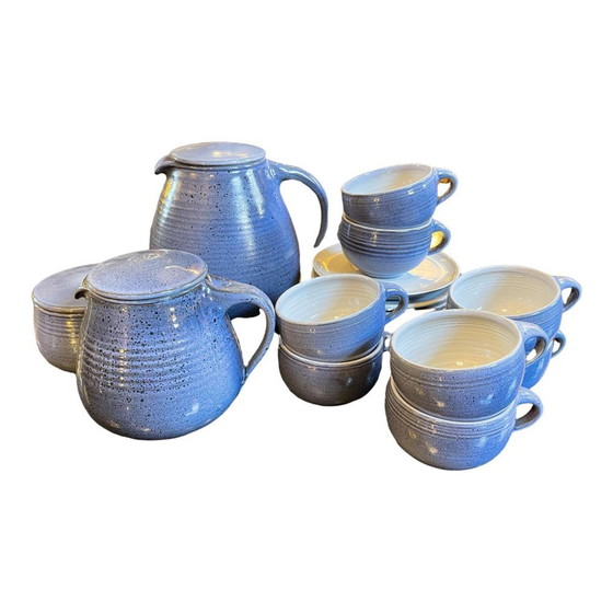 Blue Glazed Ceramic Coffee Service by Bernard Thiran, 1970s, Set of 17 – Crockery, Design (photo 14 of 14)